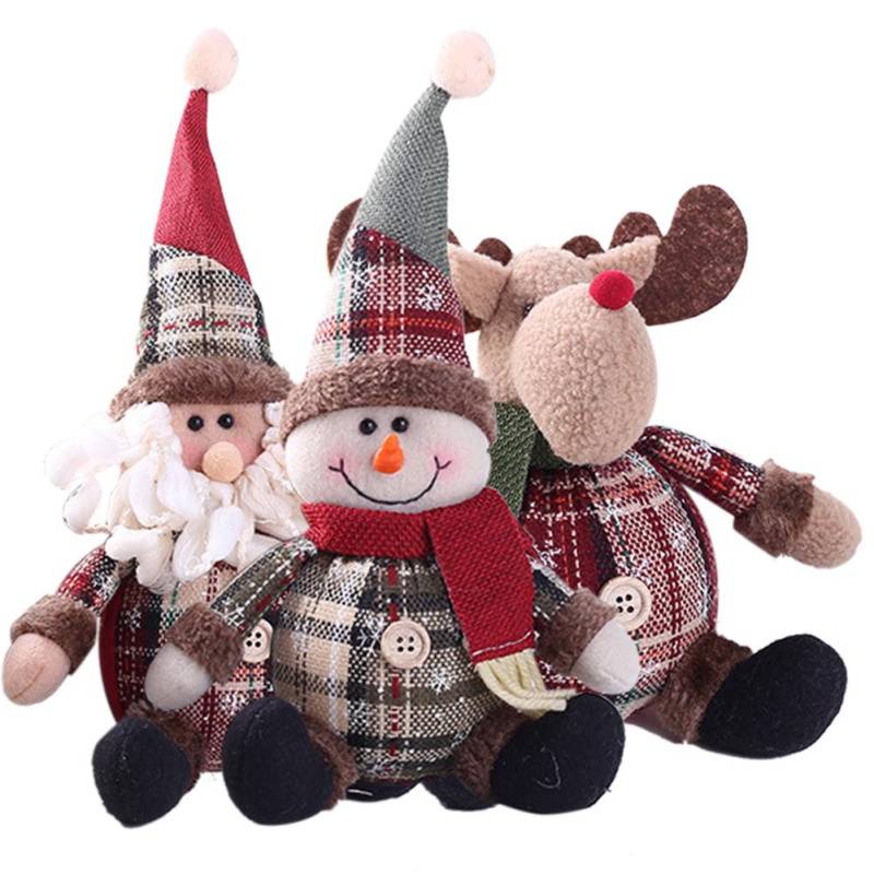 3PCS Christmas Plush Decorations Stuffed Elk Santa Snowman Decoration Dolls - ChildAngle