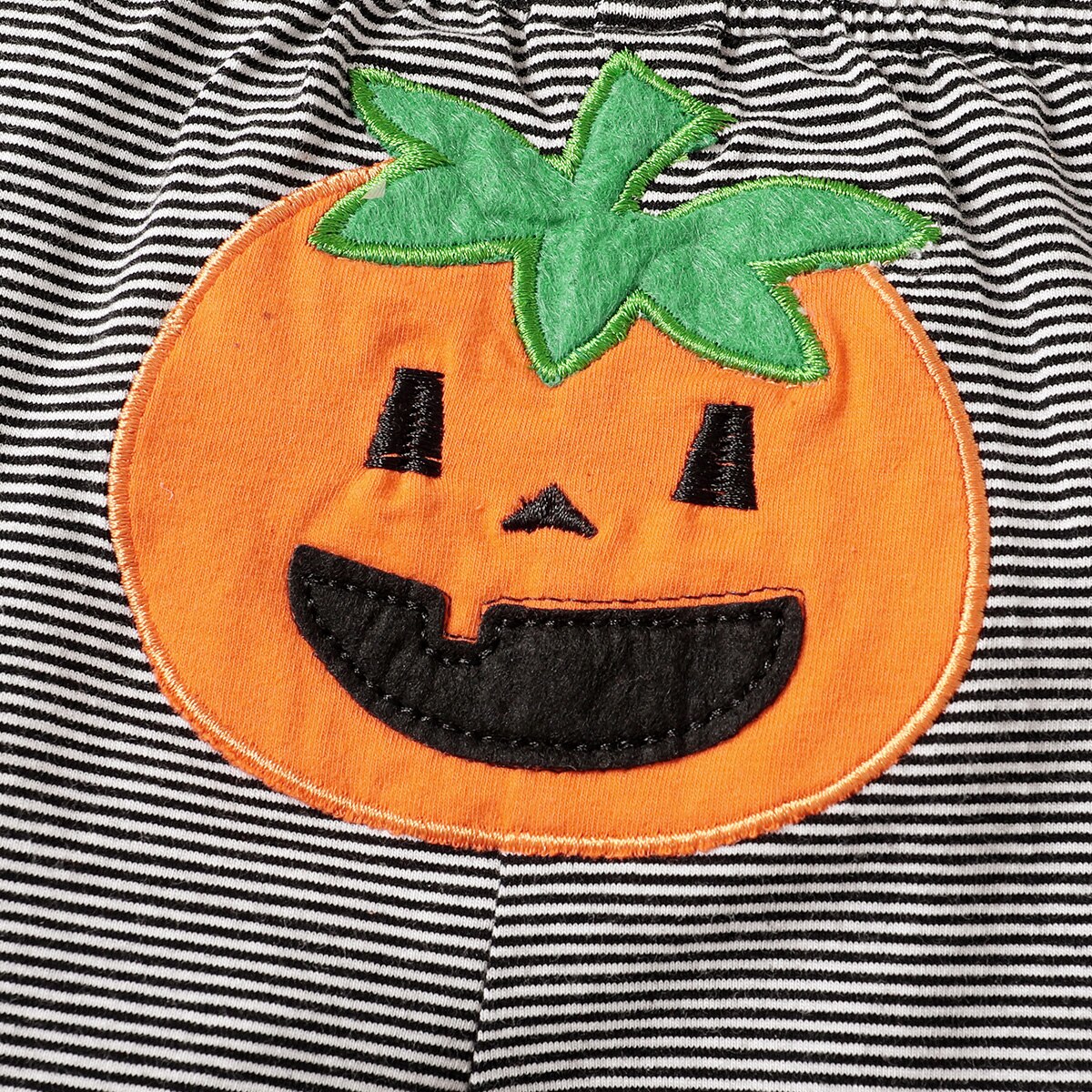 3PCS Halloween Letter and Pumpkin Print Bowknot Baby Romper Set - ChildAngle