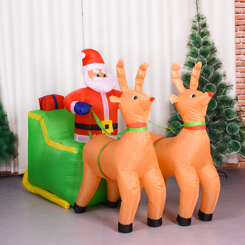 4.3ft Christmas Yard Inflatables Santa Claus Riding Sleigh LED Outdoor Xmas Decorations - ChildAngle