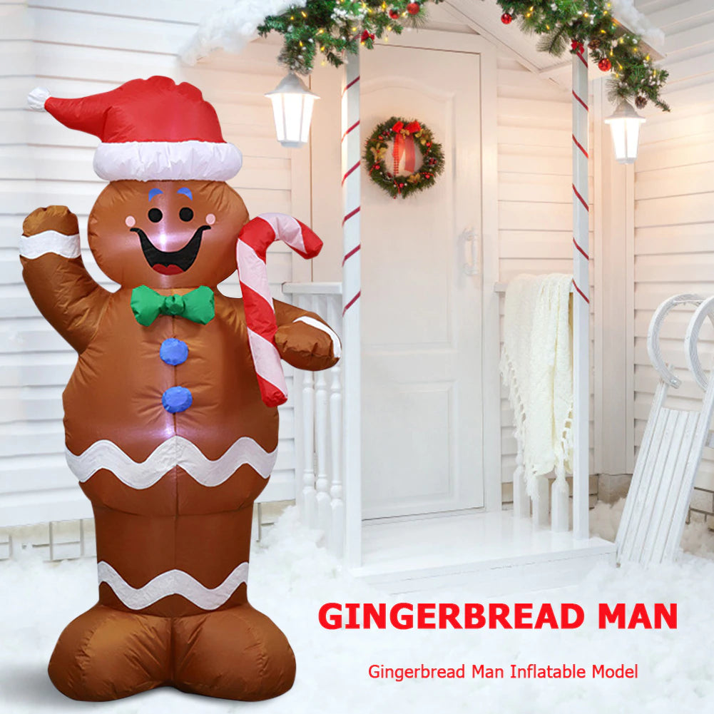 4.9ft Gingerbread Merry Christmas Yard Inflatable Christmas Blow up Outdoor Decoration - ChildAngle