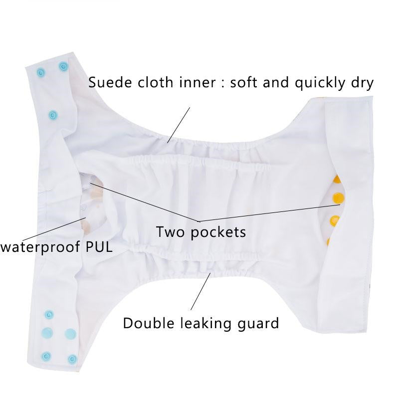 4 Pack Baby Cloth Diaper Reusable Suede Cloth Pocket Nappies - ChildAngle