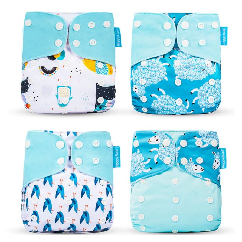 4 Pack Cloth Diaper Reusable Nappy for 3-15KG Baby Cartoon Sheep - ChildAngle