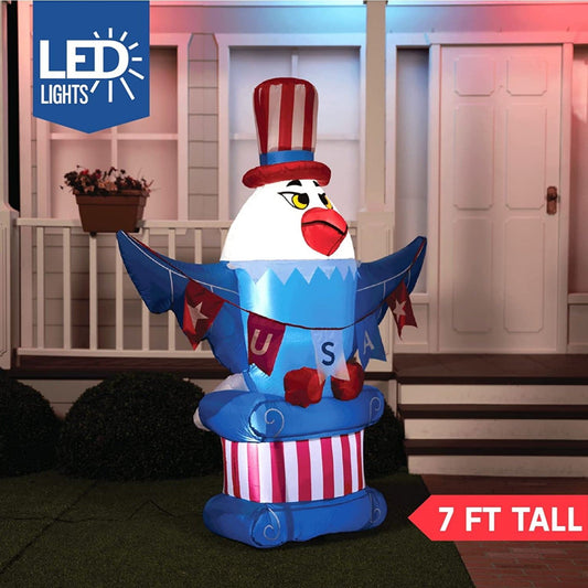 5.2ft/5.9ft/7ft/7.9ft Patriotic Independence Day Inflatable American Eagle Blowup Outdoor Decoration - ChildAngle