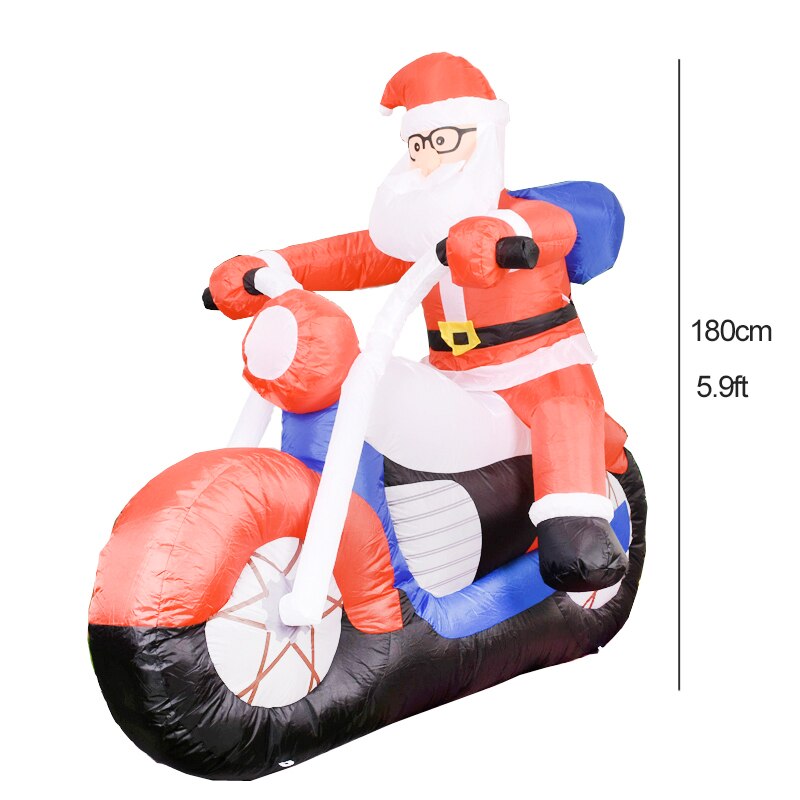 5.9ft Santa Claus on Motorcycle Christmas Yard Inflatables Outdoor Xmas Decorations - ChildAngle