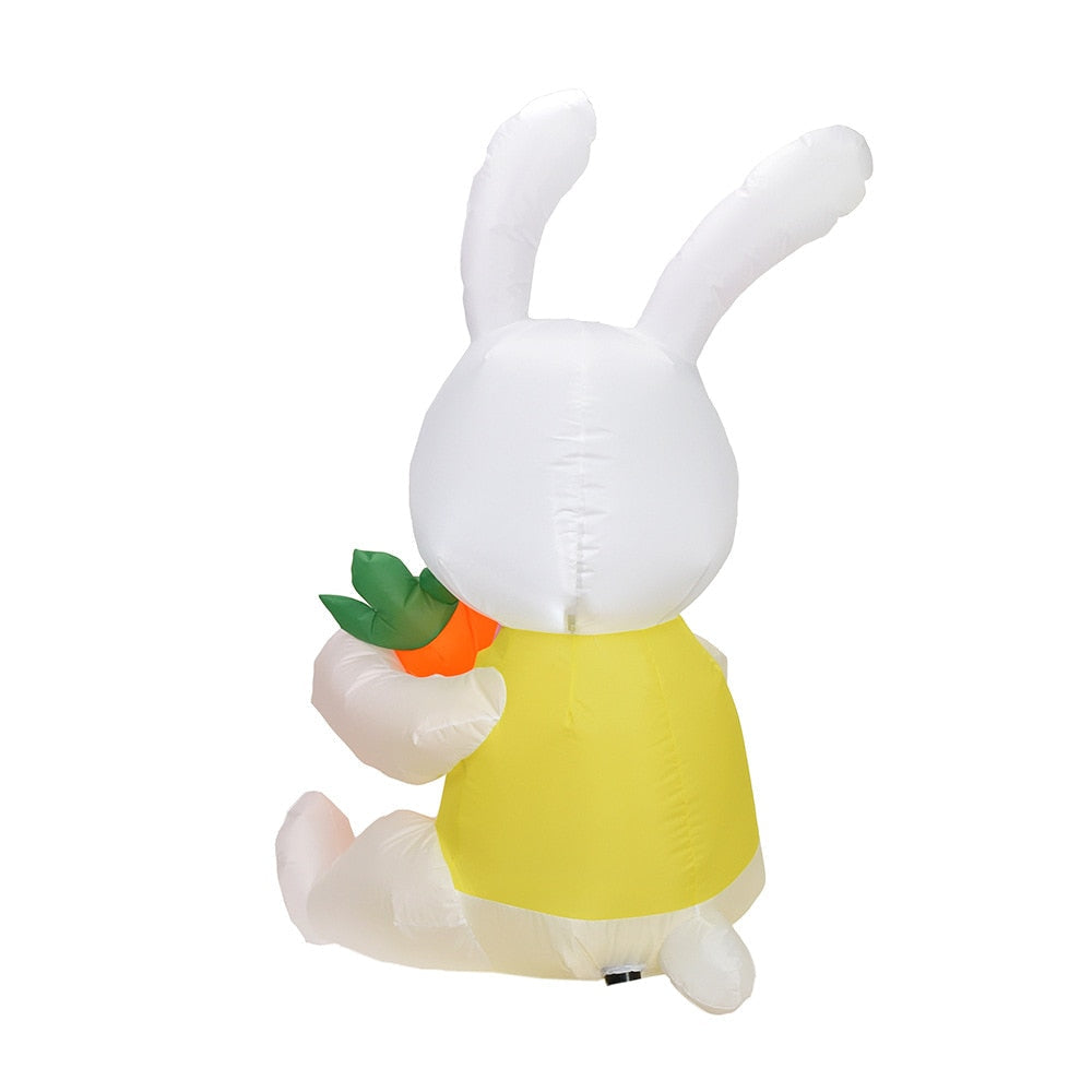 5 Feet White Bunny with Carrot Inflatable Easter Bunny Blowup Outdoor Toys with Build-in LEDs Yard Lawn Garden Decorations - ChildAngle
