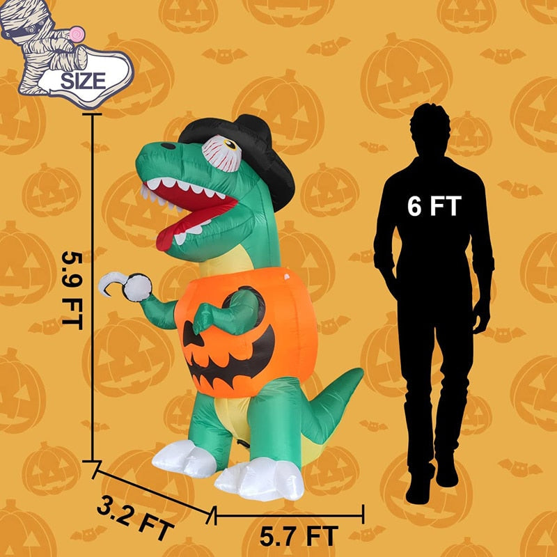5ft/5.9ft Pumpkin Dinosaur Unicorn Inflatables Halloween Outdoor Yard Inflatables - ChildAngle