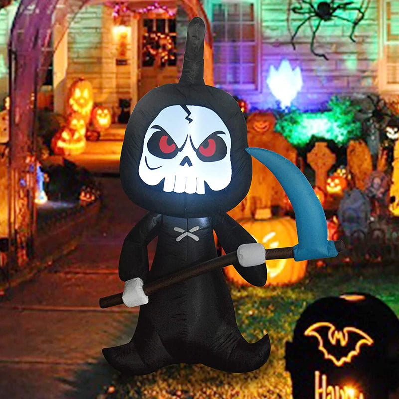6ft/8ft/12ft Grim Reaper Inflatable Halloween Outdoor with LED Lights Scary Props Yard Halloween - ChildAngle