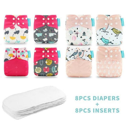 8 Pack Reusable Pocket Cloth Diapers with Insert for Baby Girls - ChildAngle
