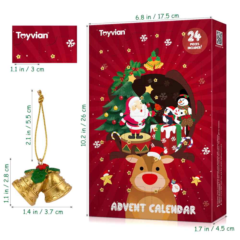 Advent Calendar with 24 PCS Hanging Christmas Tree Ornaments Countdown - ChildAngle