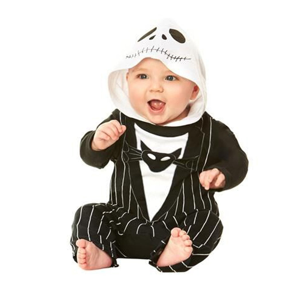 Baby Boy Hooded Rompers Newborn Bat Demon Print Halloween Jumpsuit - ChildAngle