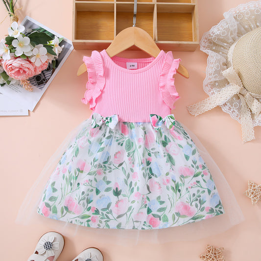 Baby Girl Floral Bow Detail Dress - ChildAngle