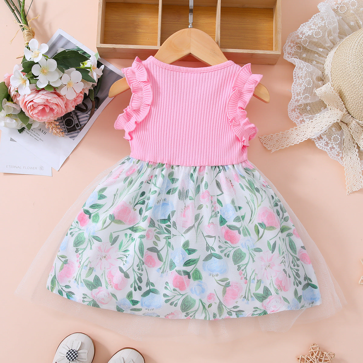 Baby Girl Floral Bow Detail Dress - ChildAngle