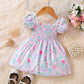 Baby Girl Floral Ruffle Trim Smocked Dress - ChildAngle