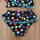 ChildAngle Toddler Girls Polka Dot Tassel One Shoulder Two Piece Bikini Set