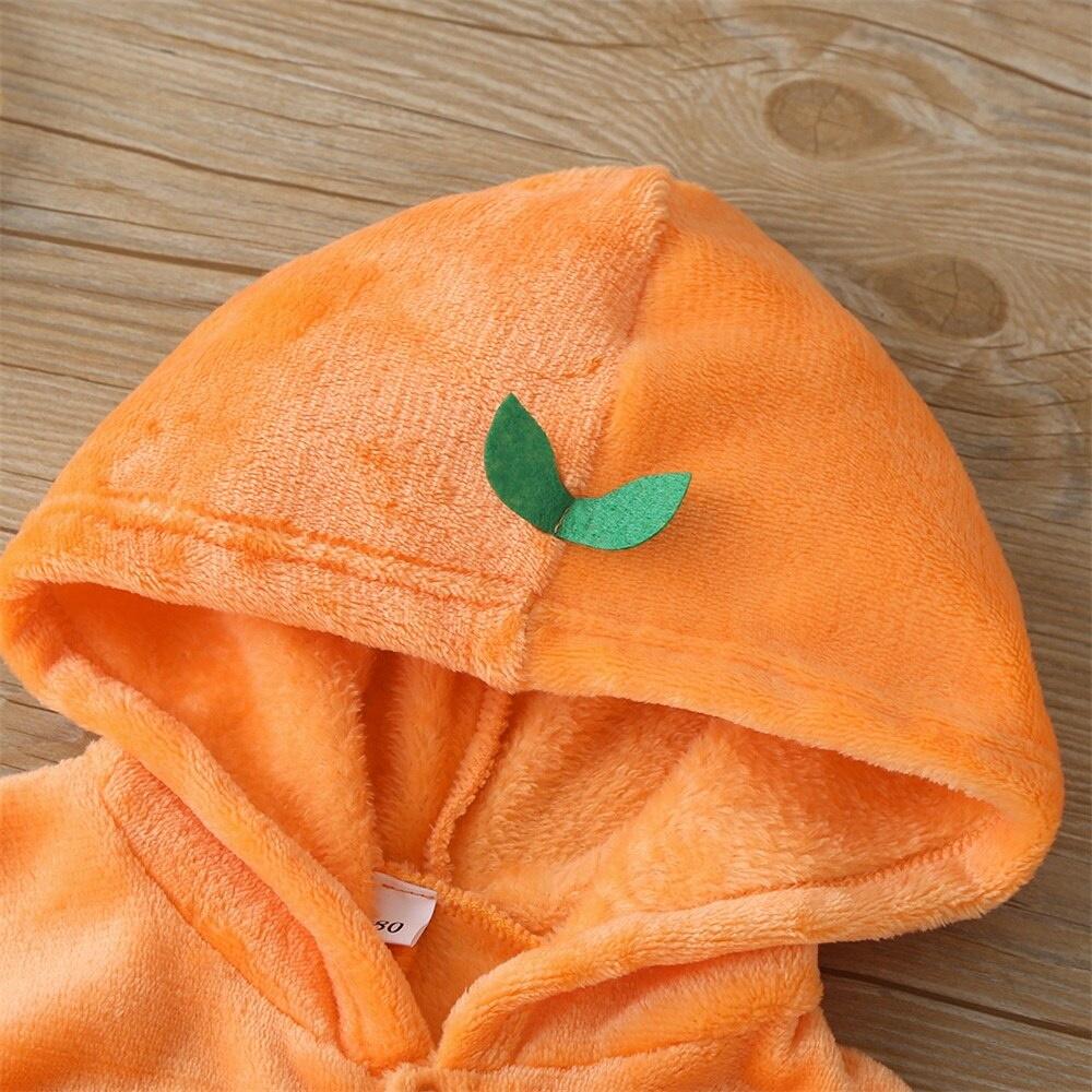 Baby Halloween Cloak Coat Pumpkin Applique Orange Hooded Cape - ChildAngle