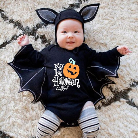 Disfraz De Murciélago Para Bebé De 0 A 18 Meses – Pelele Con Capucha, Alas Y Calabaza, Algodón Suave Para Halloween