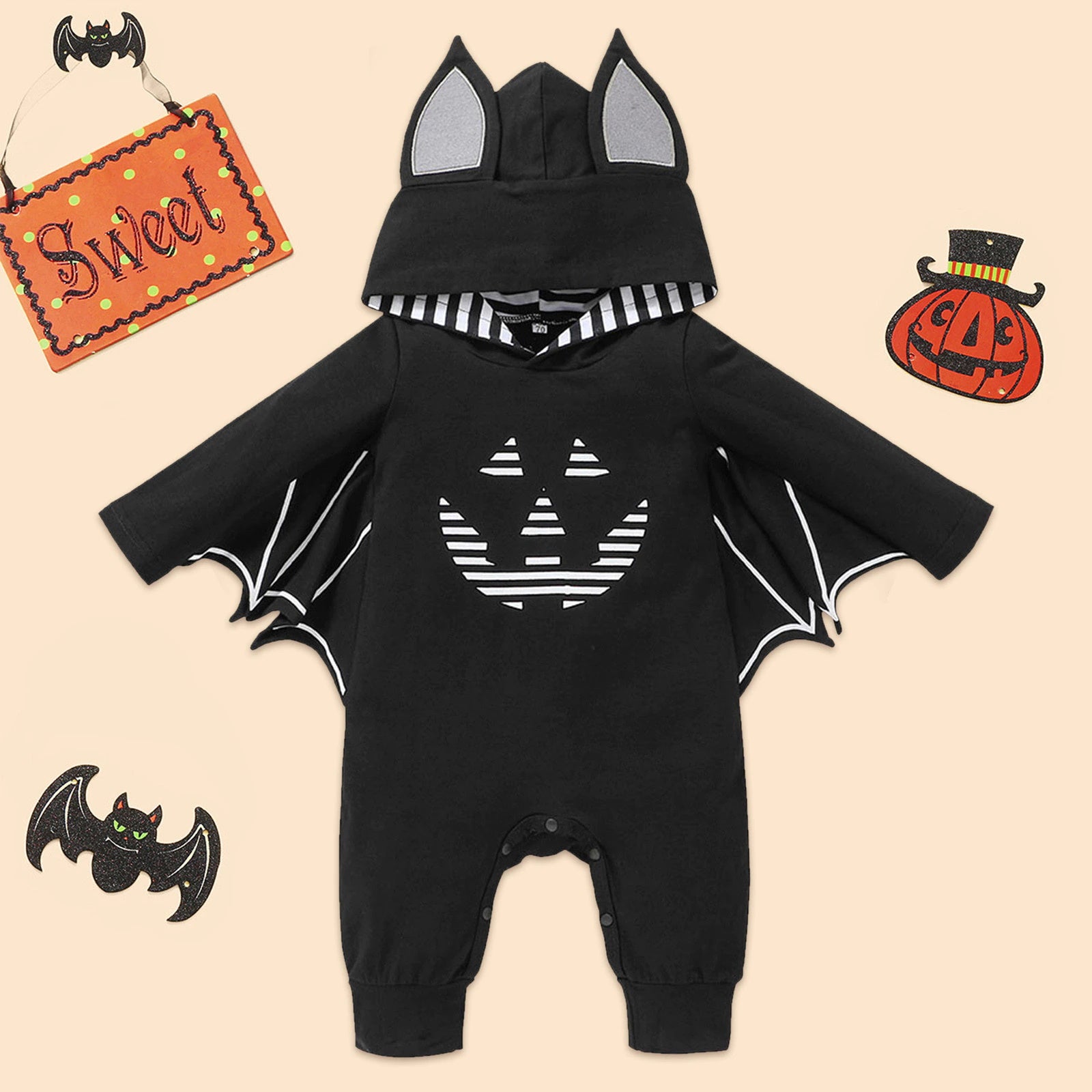 Baby Halloween Romper Baby Clothes Long Sleeve Bat Kids Newborn Jumpsuit Infant - ChildAngle