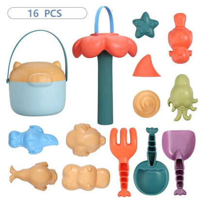 Beach Toys for Kids 8-16 PCS Sand Toys for Children Silicone Beach Bucket - ChildAngle