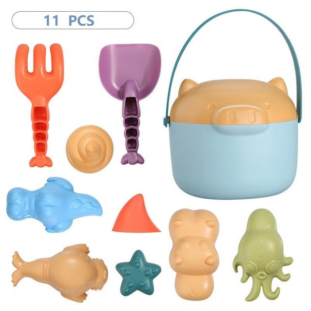 Beach Toys for Kids 8-16 PCS Sand Toys for Children Silicone Beach Bucket - ChildAngle