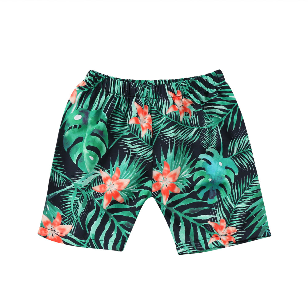 Boys Green Floral Swim Shorts - ChildAngle