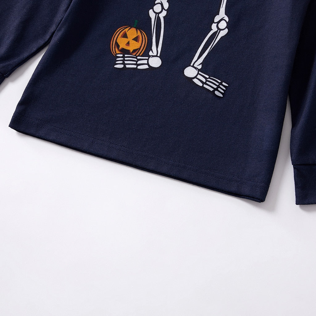 Boys Sleepwear Halloween Pumpkin Skeleton Print Long-sleeve Lounge Set - ChildAngle