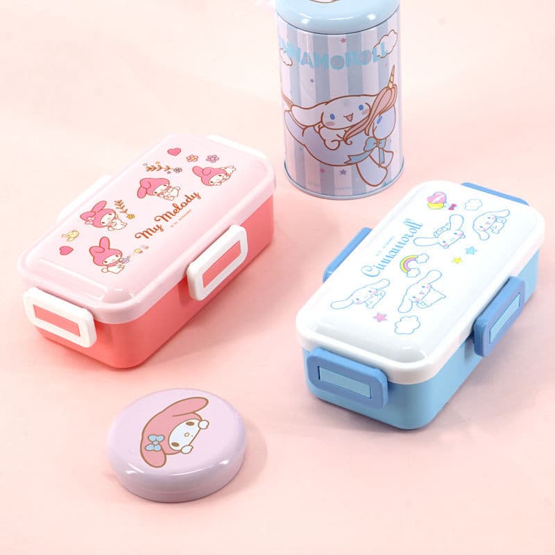 Childrens Lunch Box Cinnamoroll My Melody Four-sided Buckle 525mL Cartoon Bento Boxes with 2 Compartments - ChildAngle