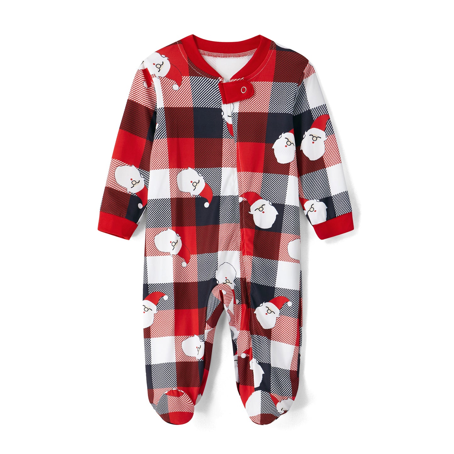 Christmas Family Matching Pajama Long Sleeve Plaid Cartoon Santa Sleepwear - ChildAngle