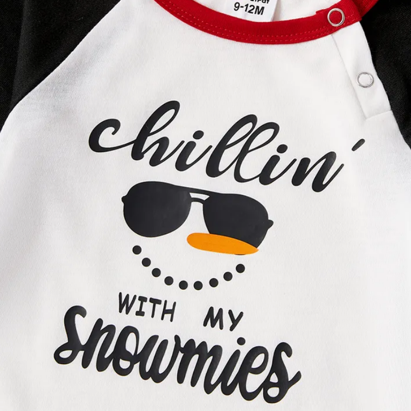 Christmas Family Matching Pajamas Sets Chillin Snowmies Cool Sunglasses Snowman Plaids Pants - ChildAngle