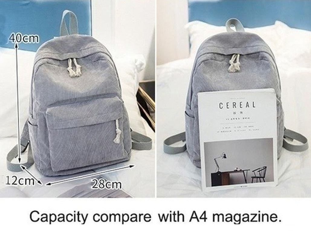 Corduroy Backpack School Backpack for Teenage - ChildAngle