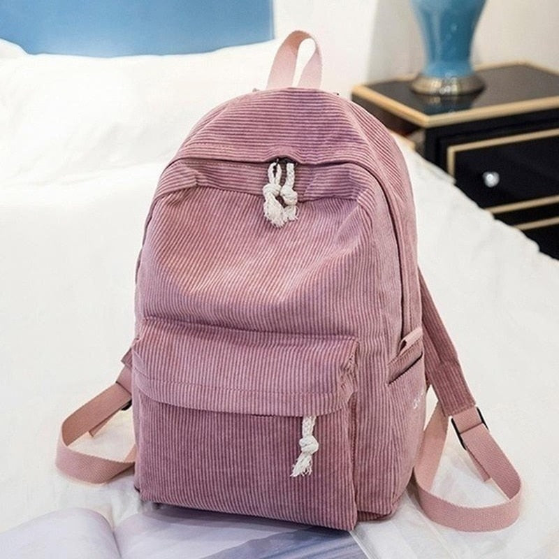 Corduroy Backpack School Backpack for Teenage - ChildAngle
