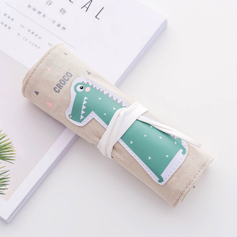 Cute Canvas Roll Up Pencil Case with Pencil Pouch - ChildAngle