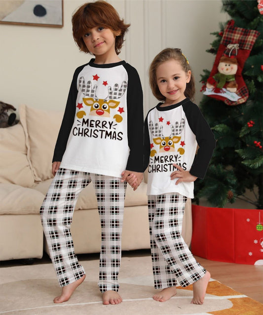 Family Matching Christmas Pajamas Set Reindeer Xmas Nightwear Sleepwear PJs Set - ChildAngle