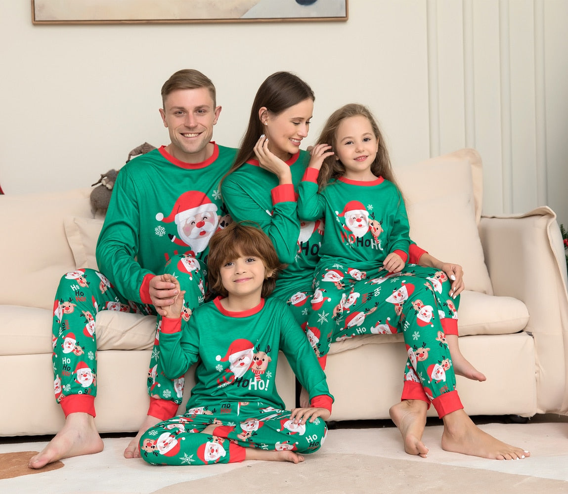 Family Matching Christmas Pajamas Set Santa Claus Reindeer Xmas Nightwear Sleepwear PJs Set - ChildAngle