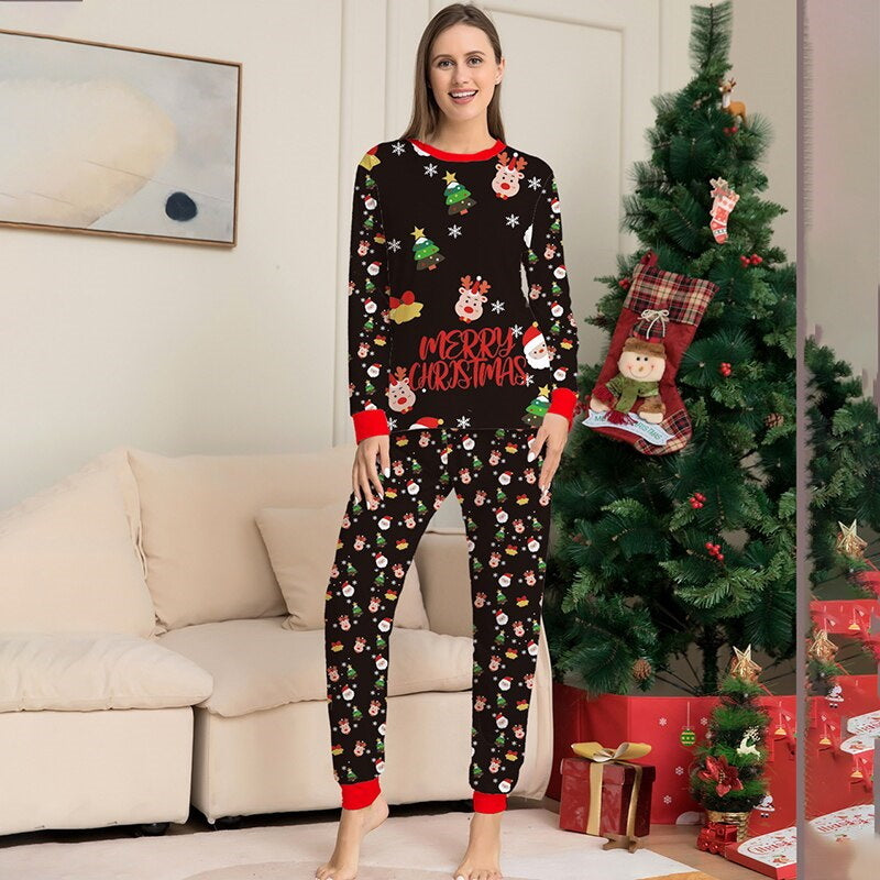Family Matching Christmas Pajamas Set Santa Trre Reindeer Merry Christmas Xmas Nightwear Sleepwear PJs Set - ChildAngle