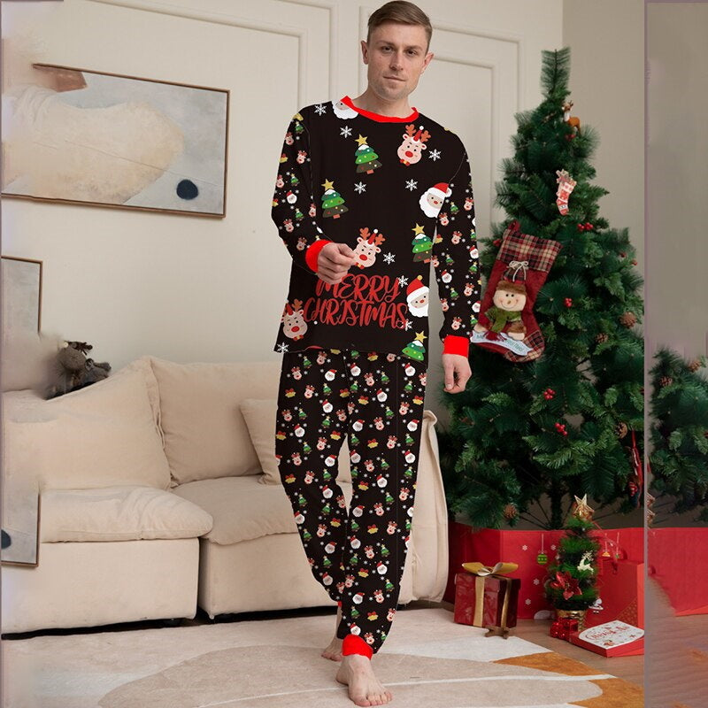 Family Matching Christmas Pajamas Set Santa Trre Reindeer Merry Christmas Xmas Nightwear Sleepwear PJs Set - ChildAngle