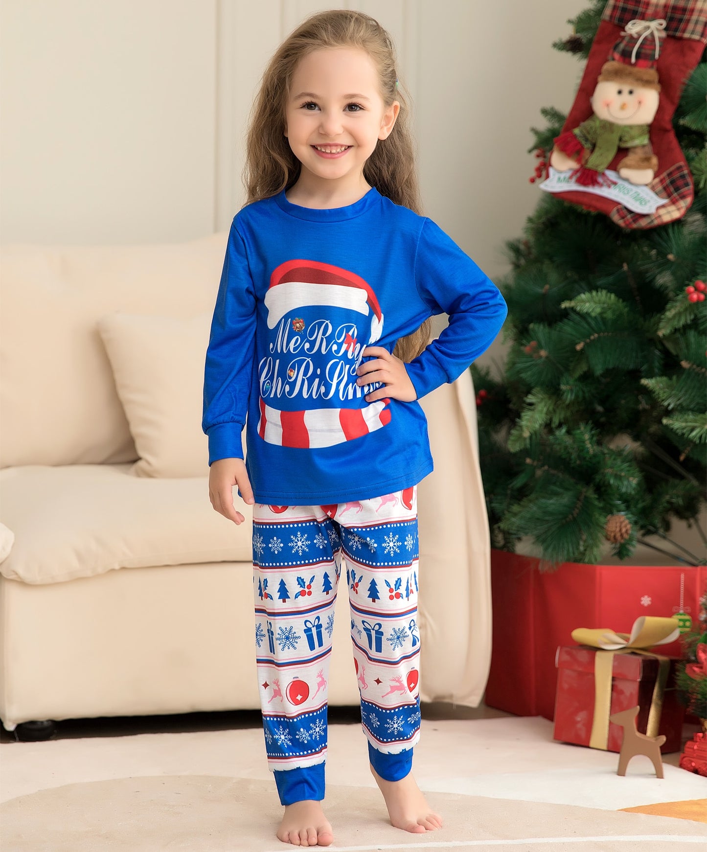 Family Matching Christmas Pajamas Set Xmas Nightwear Sleepwear PJs Set - ChildAngle
