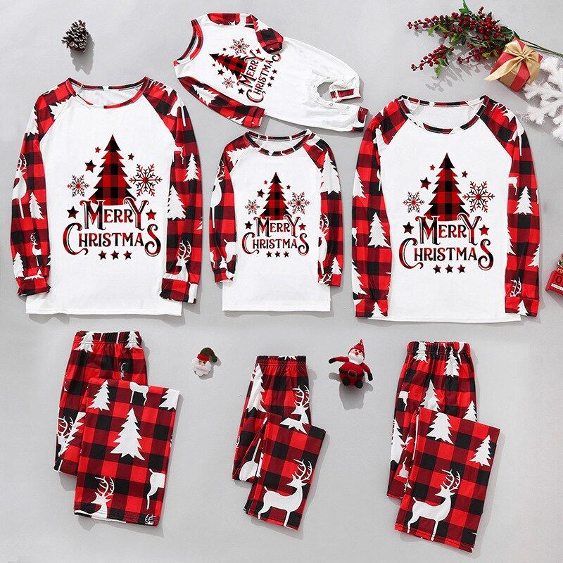 Family Matching Pajama Set Xmas Tree Print PJS for Family Christmas Mommy and Me - ChildAngle
