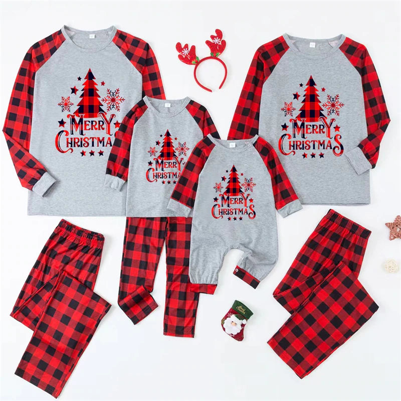 Merry Christmas Tree Christmas Pajama Family Matching Set Baby Mother  Daughter Pajamas Flame Resistant - ChildAngle
