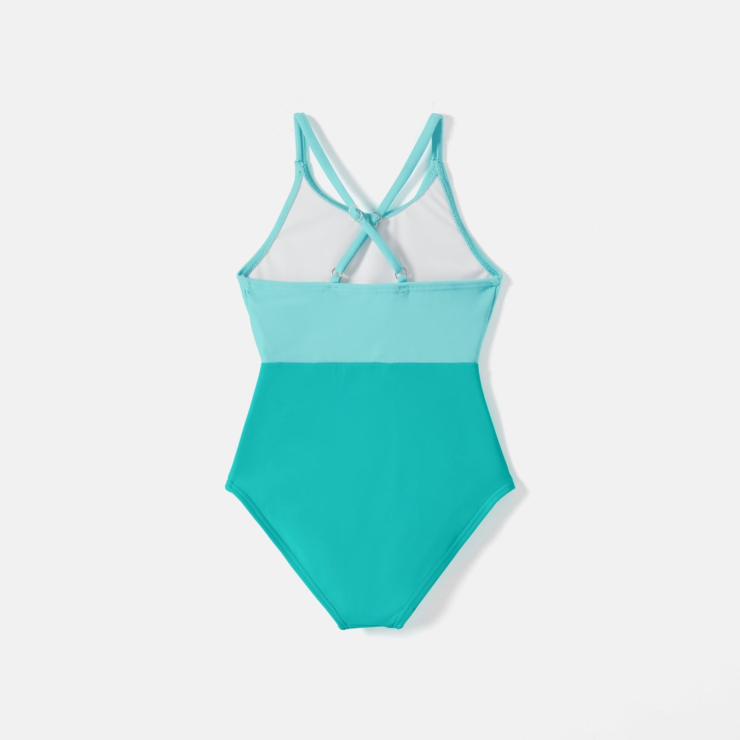 Family Matching Swimsuit Colorblock Front Tie Cut out One-piece Swimsuit and Swim Trunks - ChildAngle