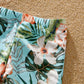 Family Matching Swimsuit Floral Leaf Swim Trunks One Piece Swimsuit - ChildAngle