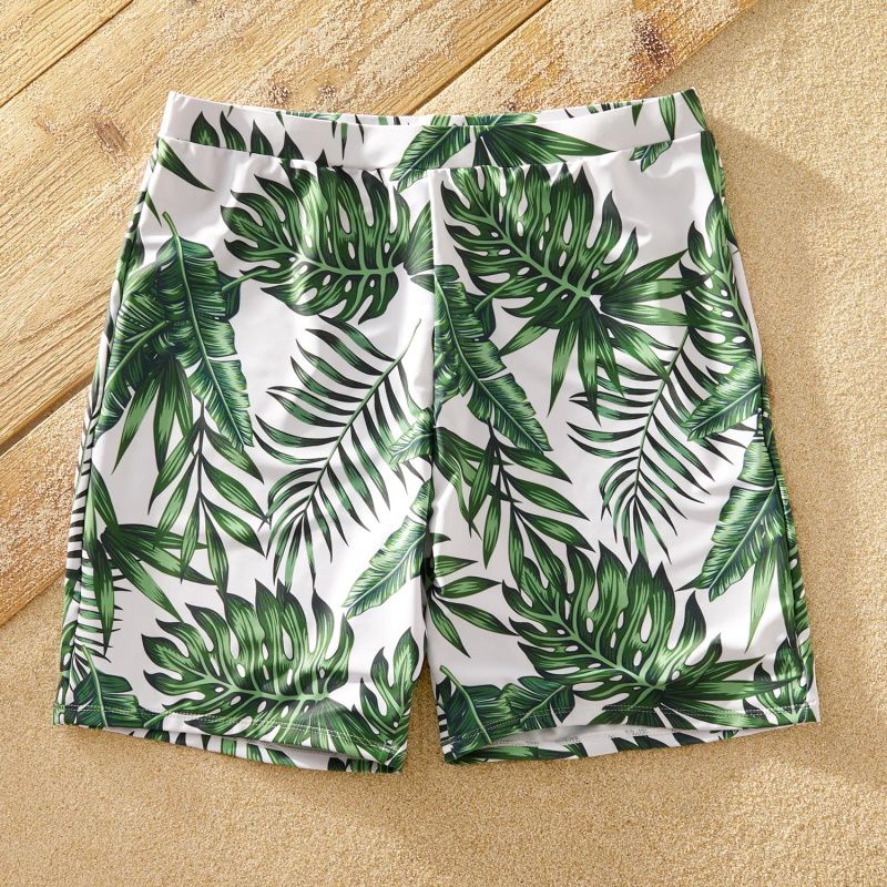 Matching Family Swimsuit Tropical Plants Flounced Mother Me Bathing Suits