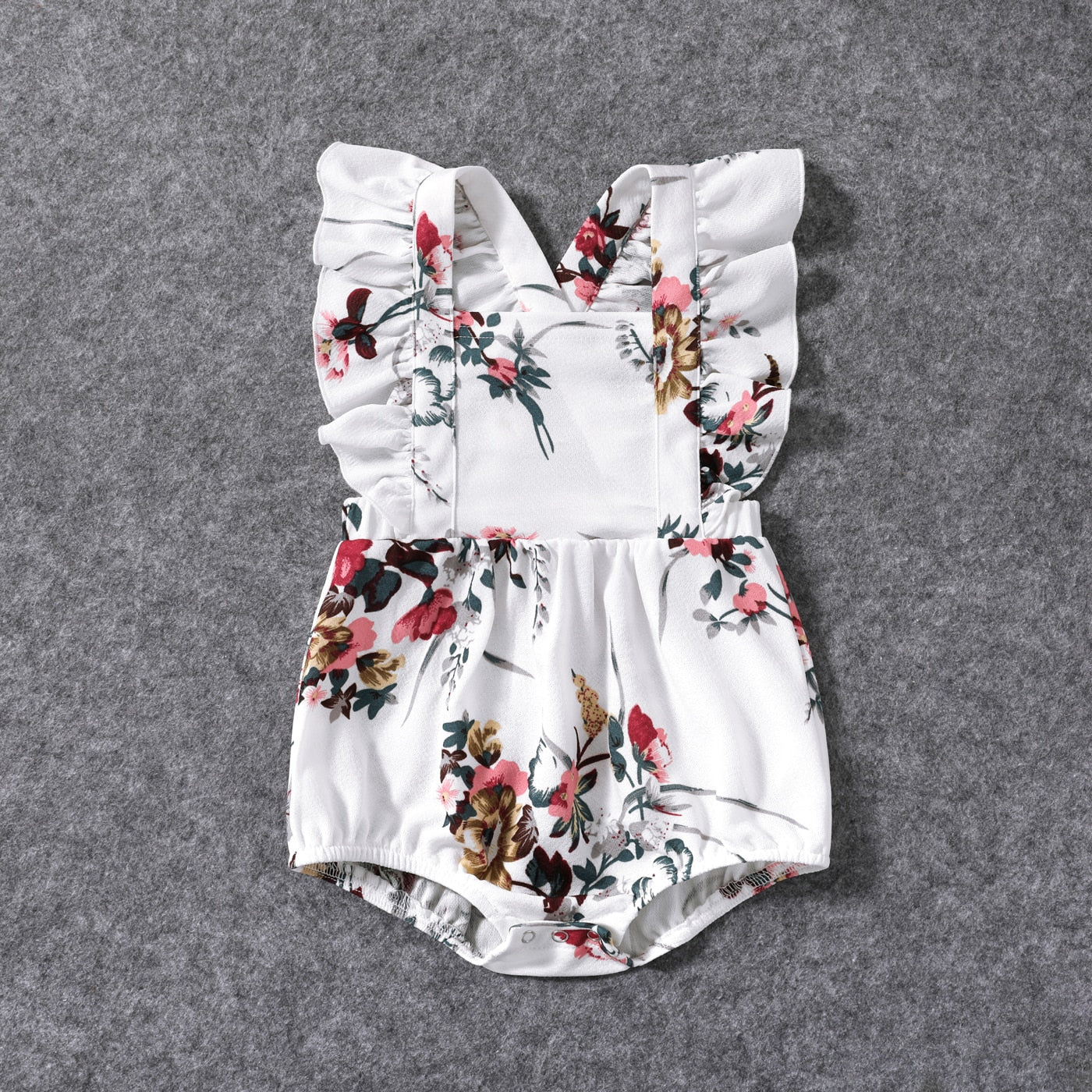 Floral Print Halter Neck Belted Romper Shorts for Mom and Me - ChildAngle