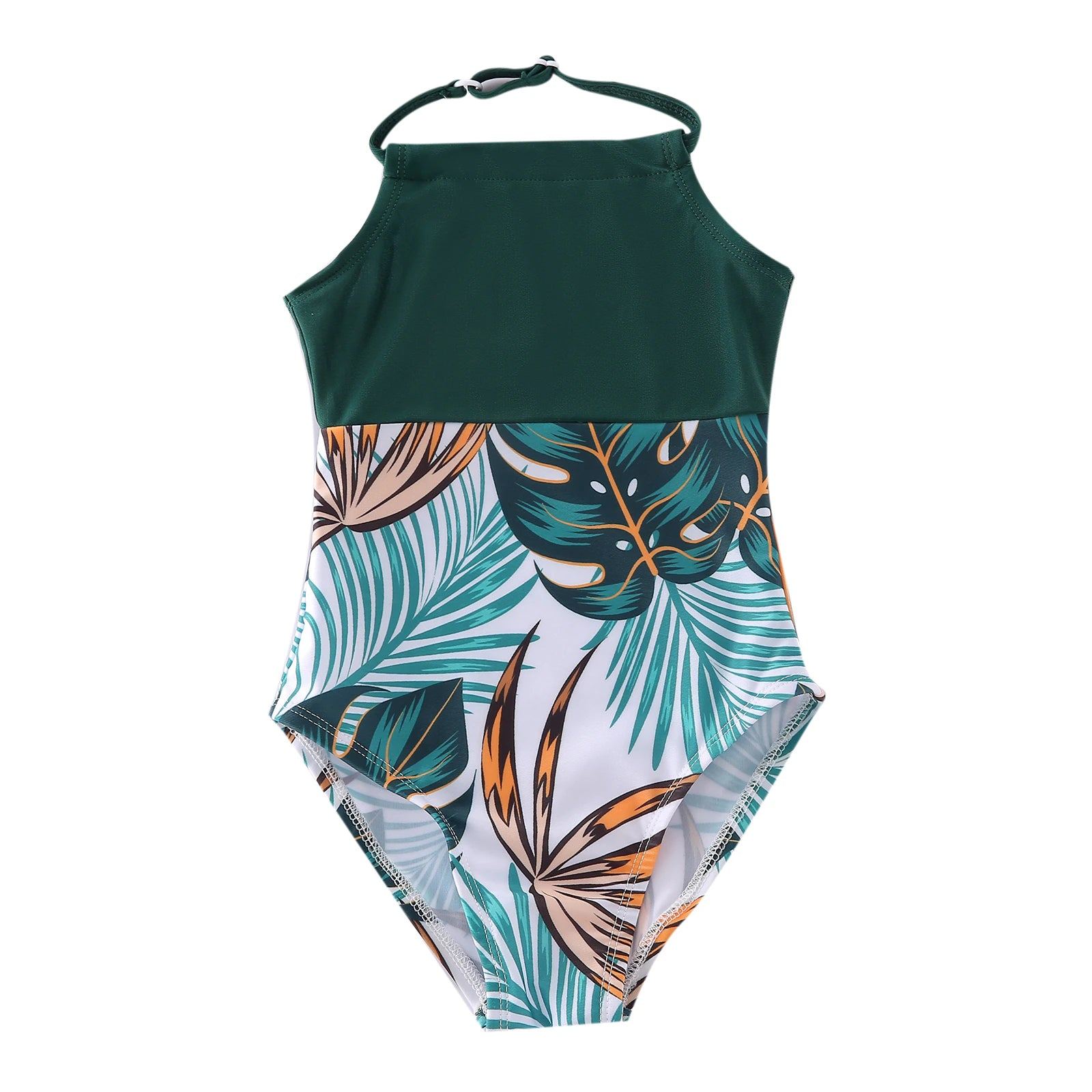 Green Palm Leaves Matching Family Bathing Suit ChildAngle