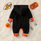 Halloween Baby Allover Raglan Pumpkin Rompers Hooded Jumpsuit For Kids - ChildAngle