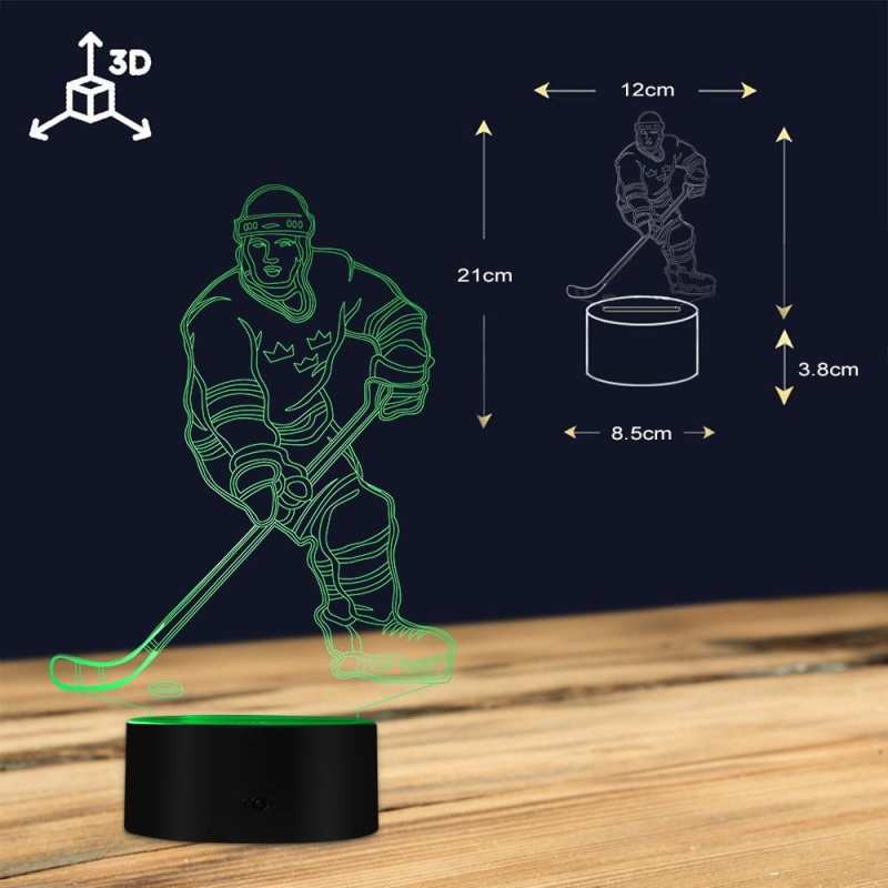 Hockey Player with Ball 3D Illusion Lamp - ChildAngle