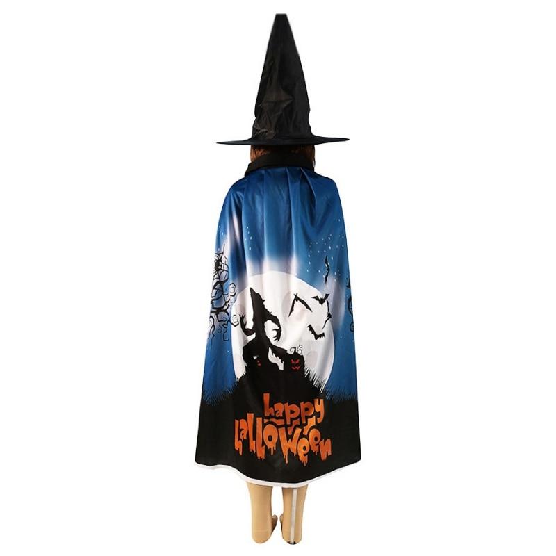 Kids Halloween Costumes Witch Cloak with Hat Cape Pumpkin Skull Children Teens - ChildAngle