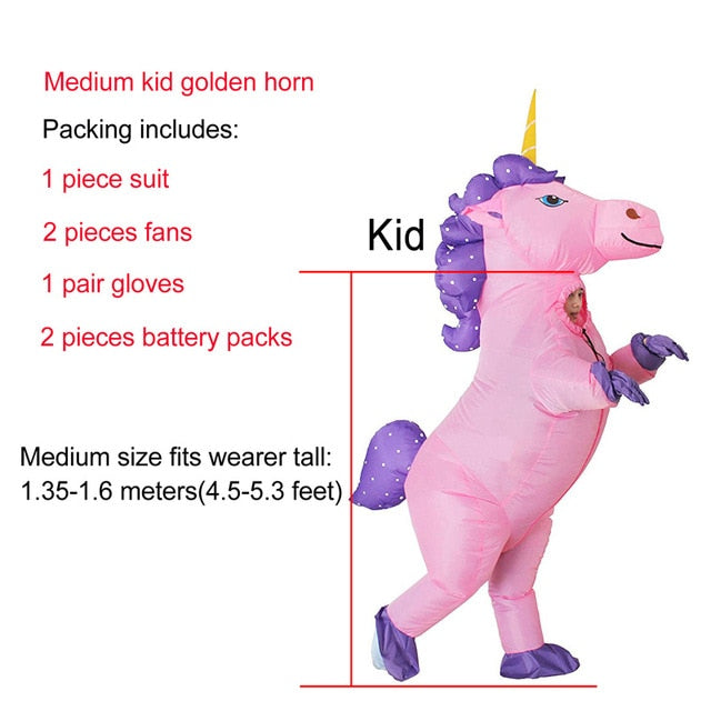 Kids Blow Up Unicorn Costume Pony Halloween - ChildAngle