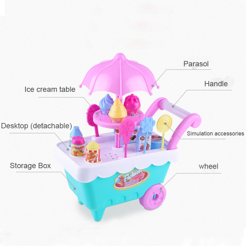 1 Set Children Trolley Mini Simulation Candy Ice Cream Trolley Play House Toy - ChildAngle