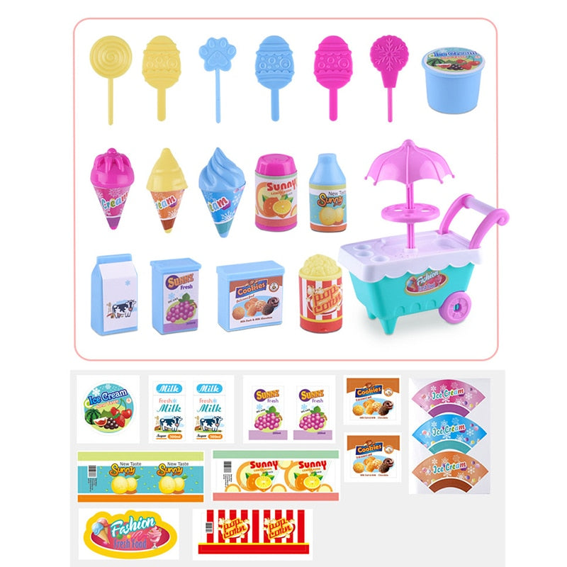 1 Set Children Trolley Mini Simulation Candy Ice Cream Trolley Play House Toy - ChildAngle