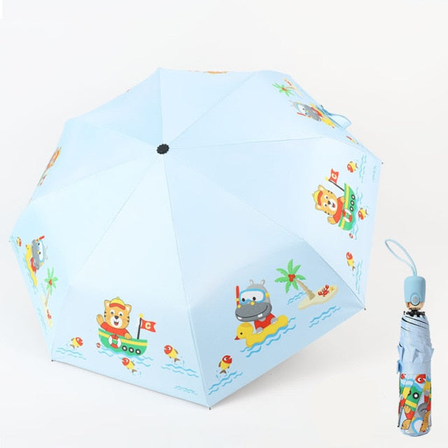Kids Umbrella Cartoon Animal Automatic Umbrellas Windproof Folding Umbrellas For Child - ChildAngle